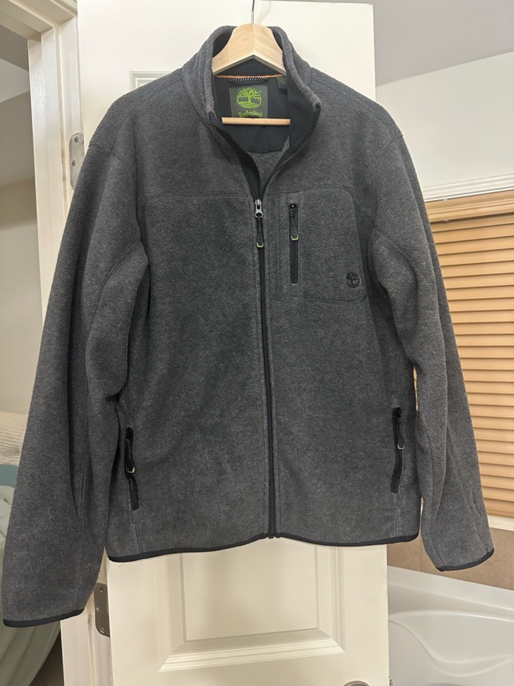 Timberland Men’s Charcoal Gray Full-Zip Fleece Jacket